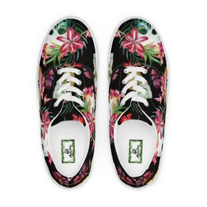 Aloha Tribe Skulls Womens Black Canvas Shoes