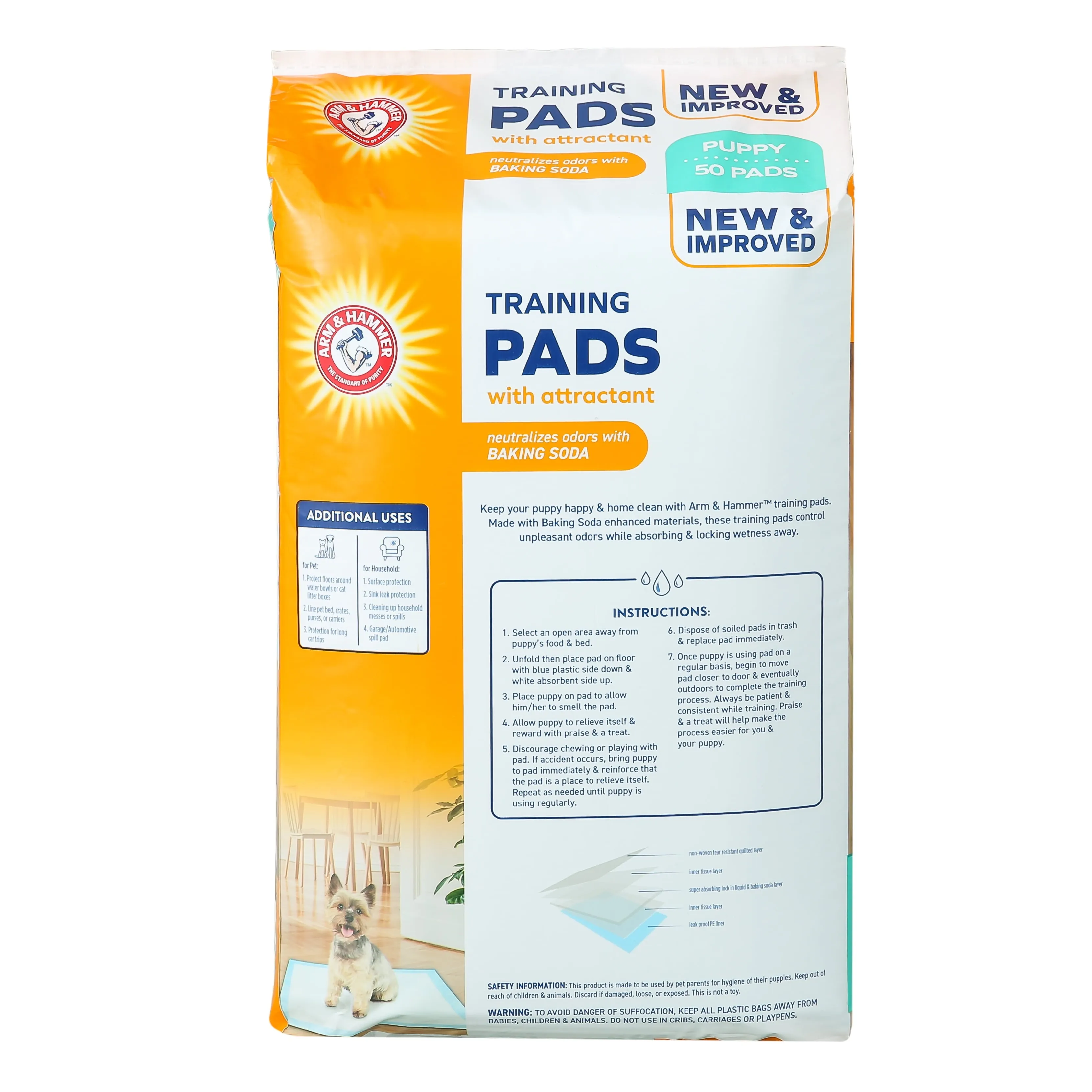 Arm and Hammer for  Dogs Puppy Training Pads with Attractant, Leak-Proof, Odor Control
