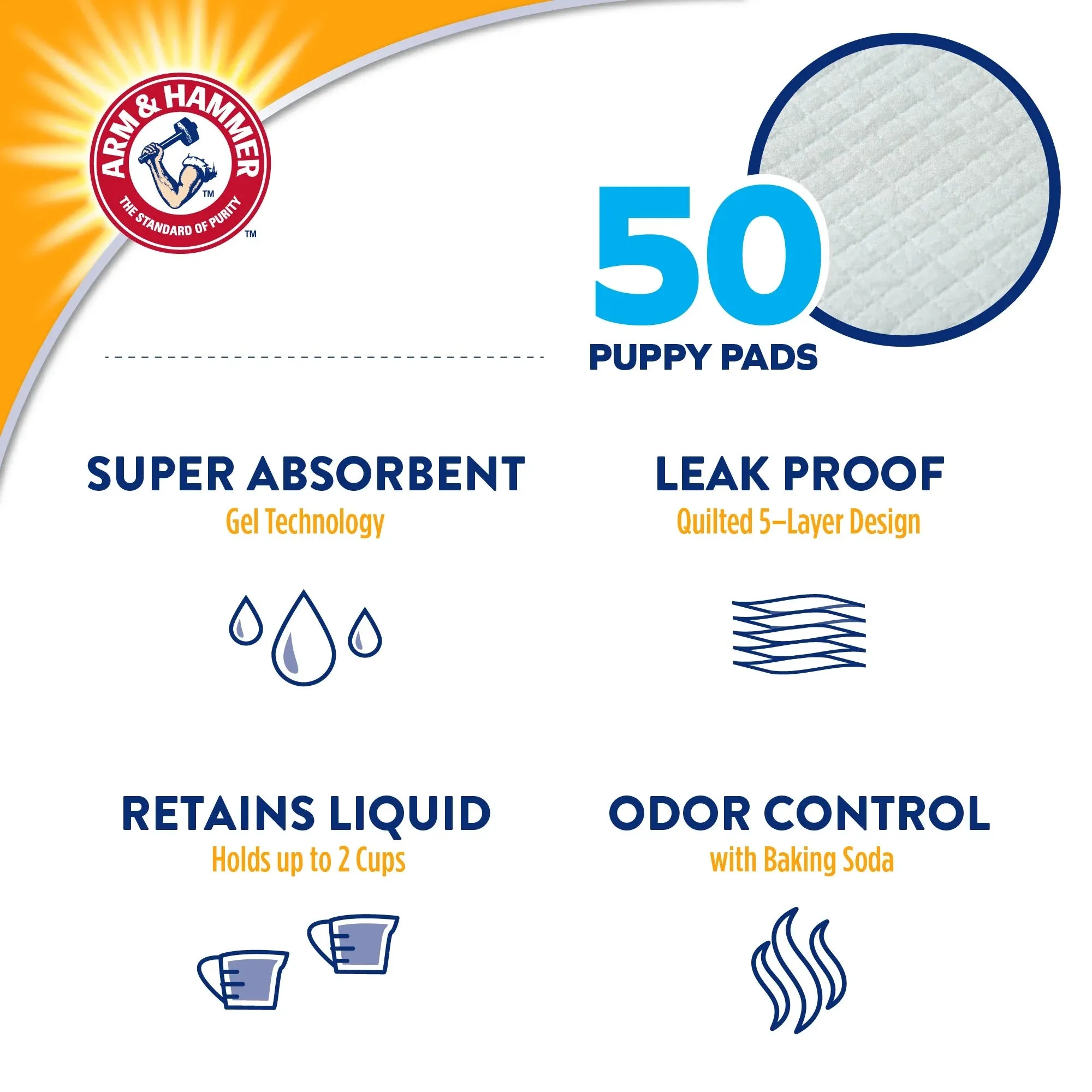 Arm and Hammer for  Dogs Puppy Training Pads with Attractant, Leak-Proof, Odor Control