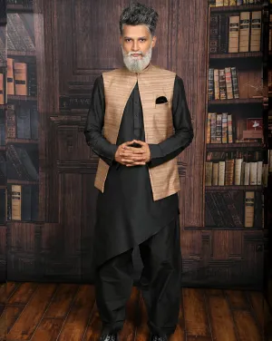 Asymmetrical Black Kurta Patiala