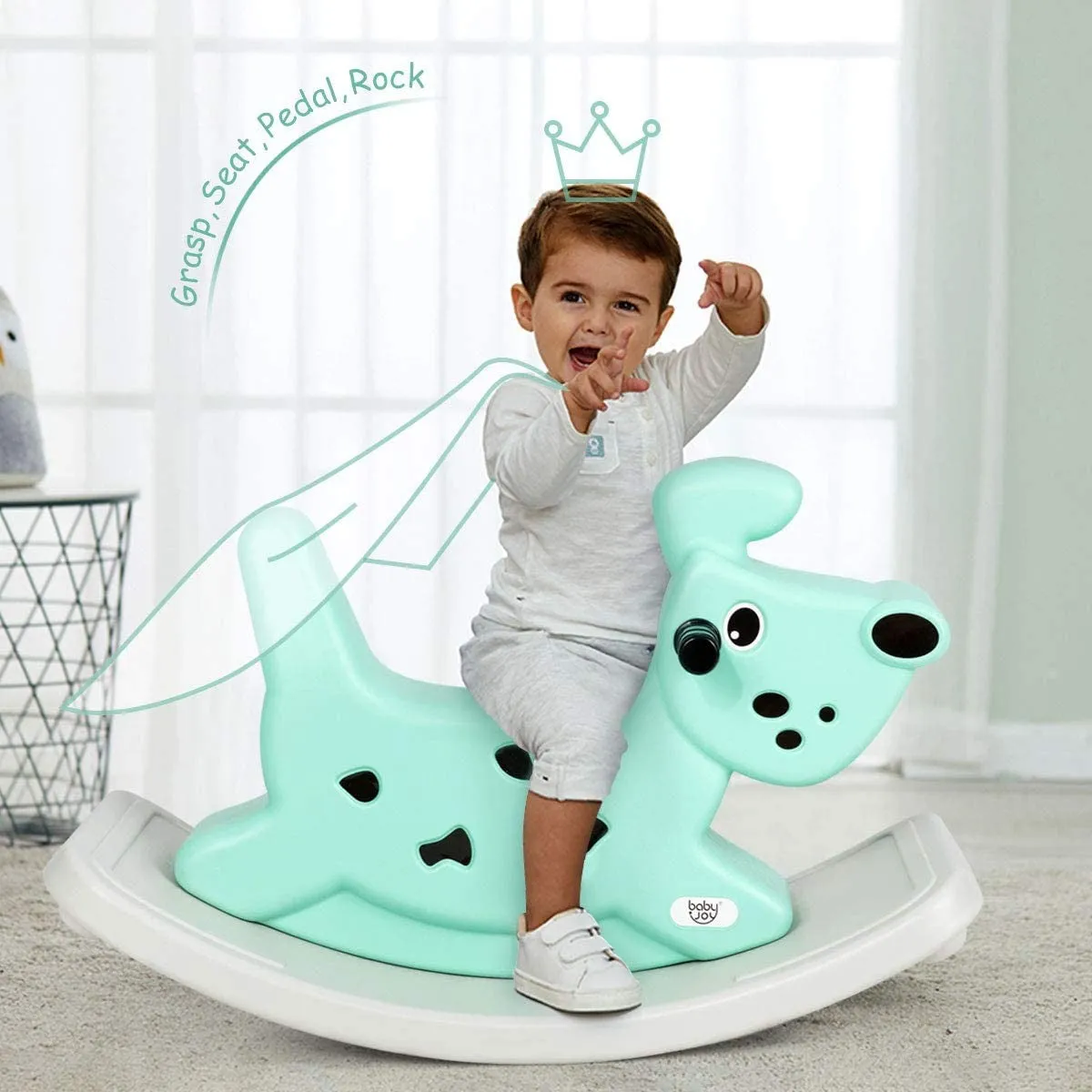 Baby & Toddler Rocking Horse Dog | Ride On Toy with Grip Handles | Music | Lights | 6-36m