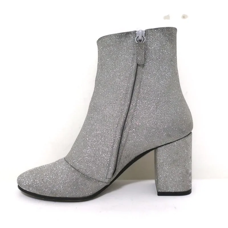 Balenciaga Glitter Ankle Boots Silver Size 37.5 High Heel Booties