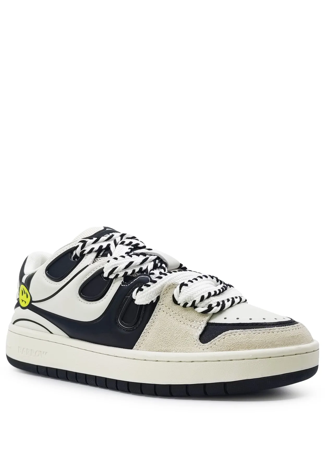 Barrow sneakers bianca e nera unisex in pelle scamosciata e mesh