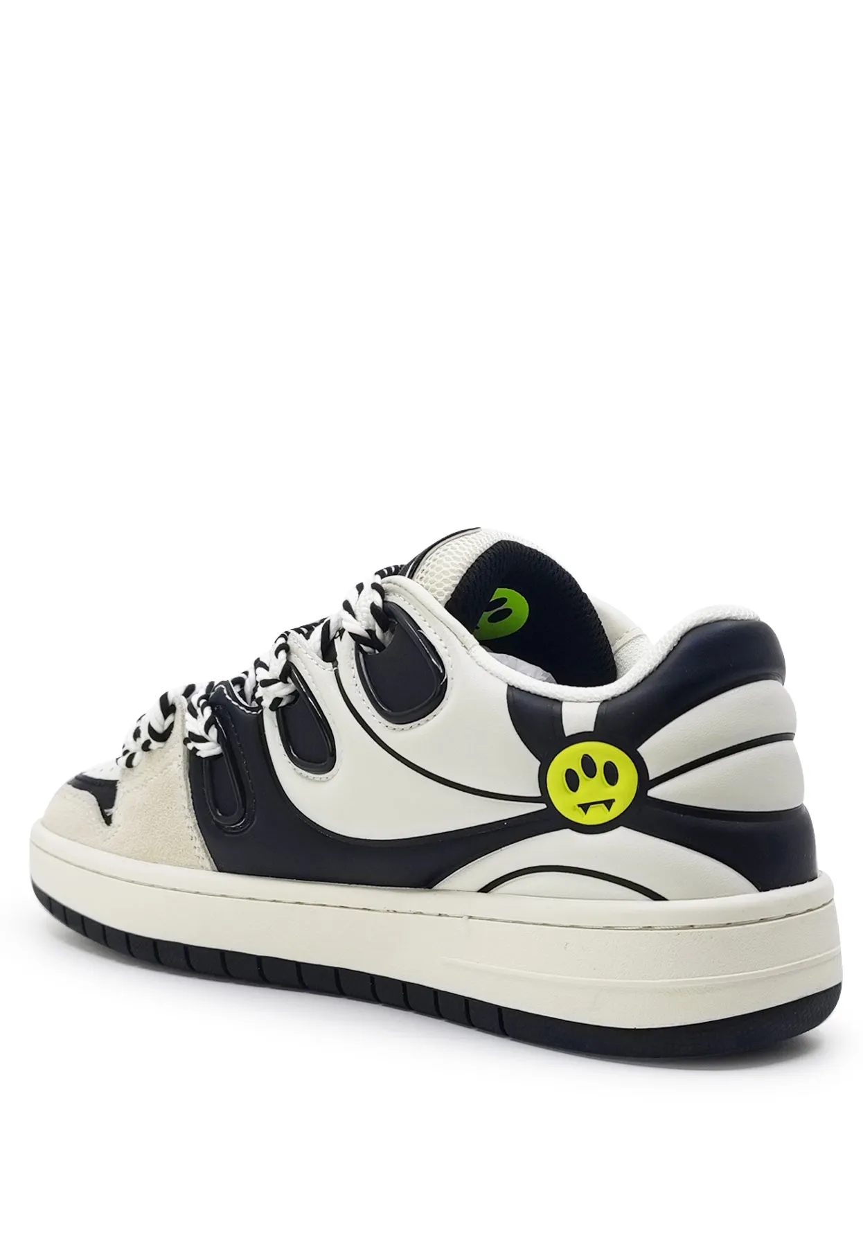 Barrow sneakers bianca e nera unisex in pelle scamosciata e mesh