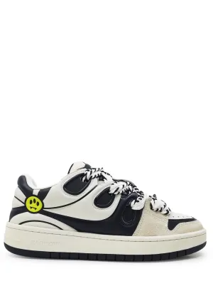 Barrow sneakers bianca e nera unisex in pelle scamosciata e mesh