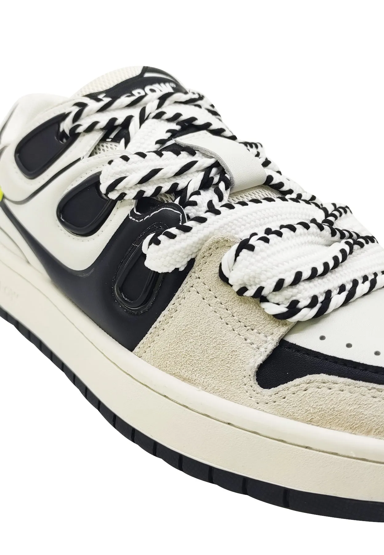 Barrow sneakers bianca e nera unisex in pelle scamosciata e mesh