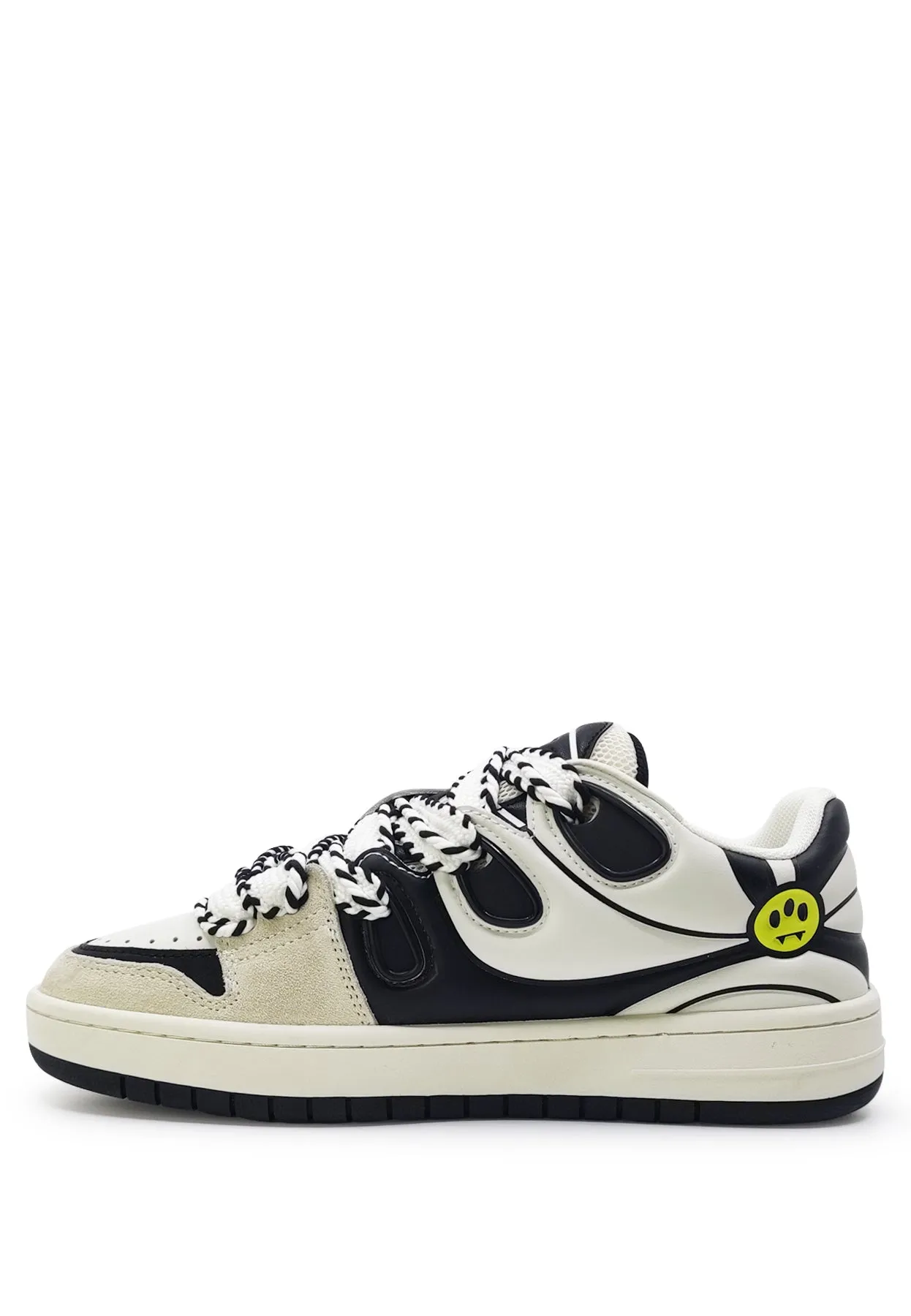 Barrow sneakers bianca e nera unisex in pelle scamosciata e mesh