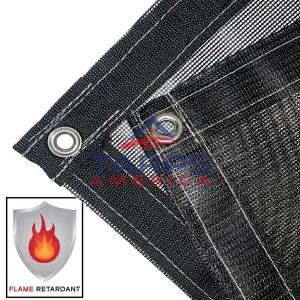 Black 8 oz. Medium Duty Fire Retardant Vinyl Coated Mesh Tarp by ShadeMax®