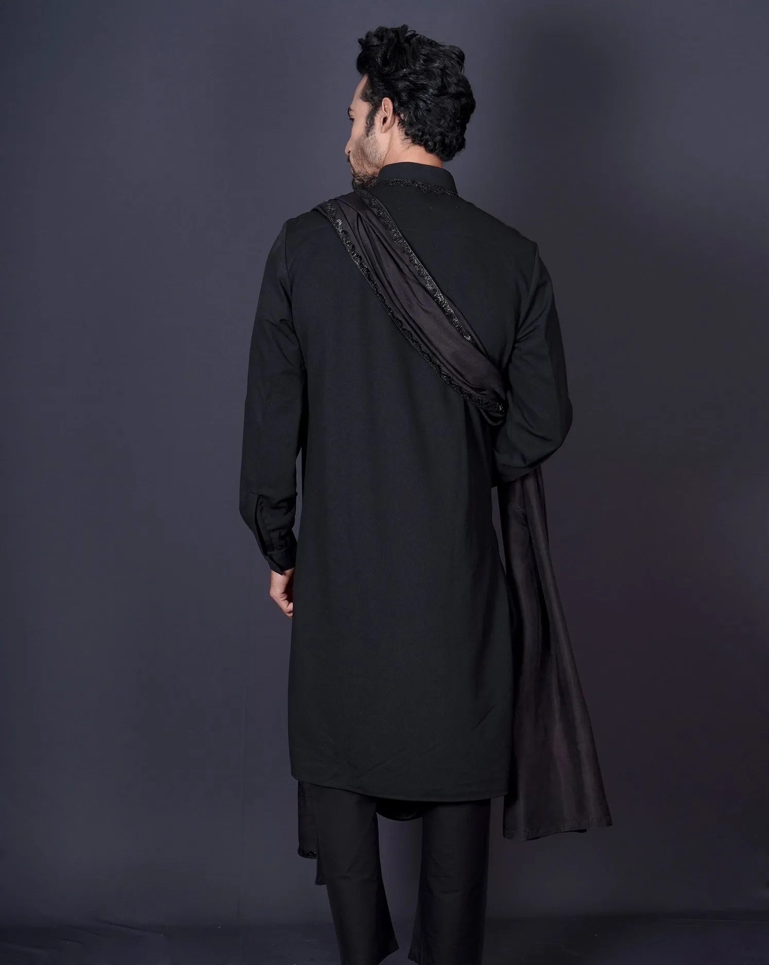 Black mirror cowl kurta