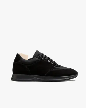 Black Suede Leather Lace Up Running Sneaker Shoes - Sneaker Shoes