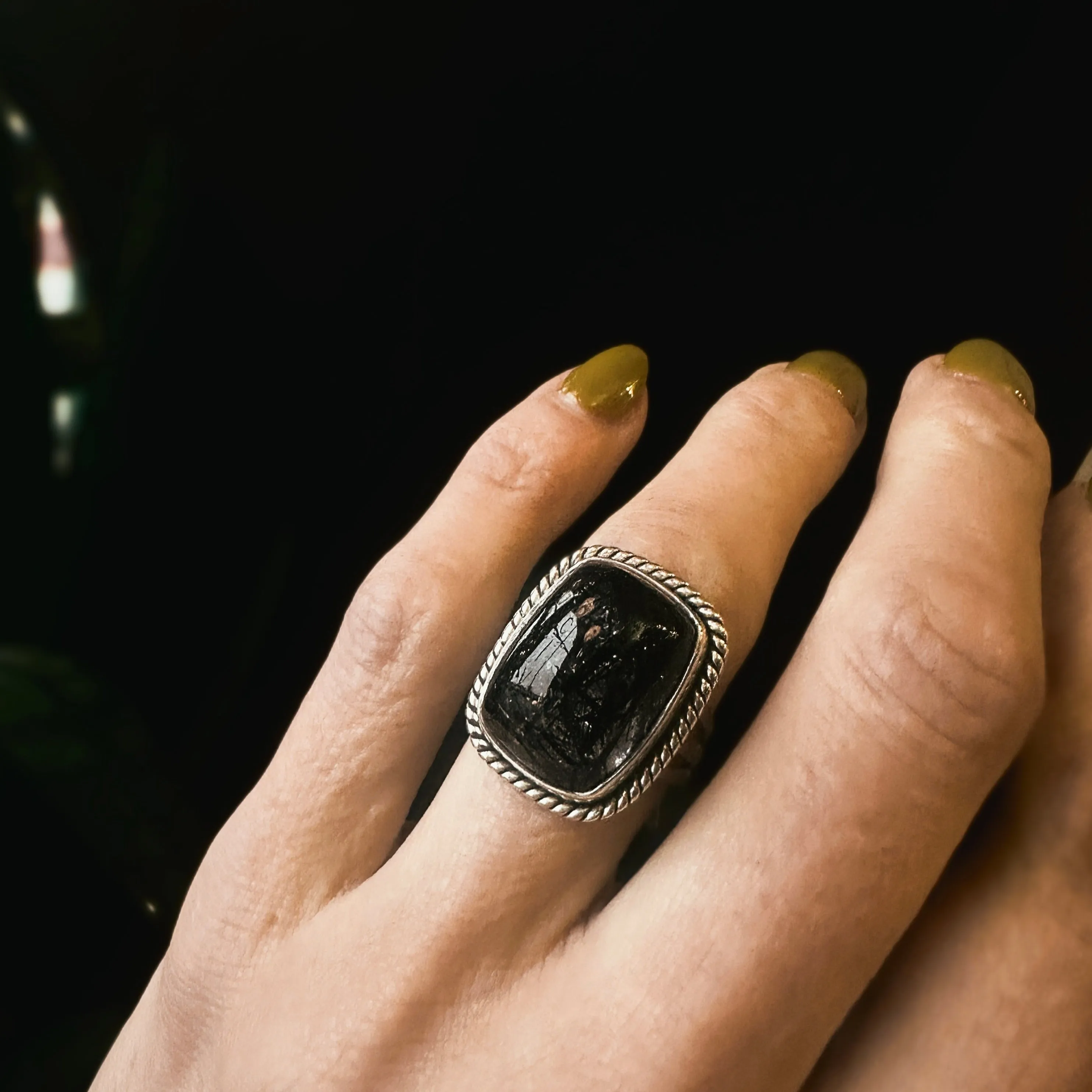 Black Tourmaline in Quartz Ring | 7