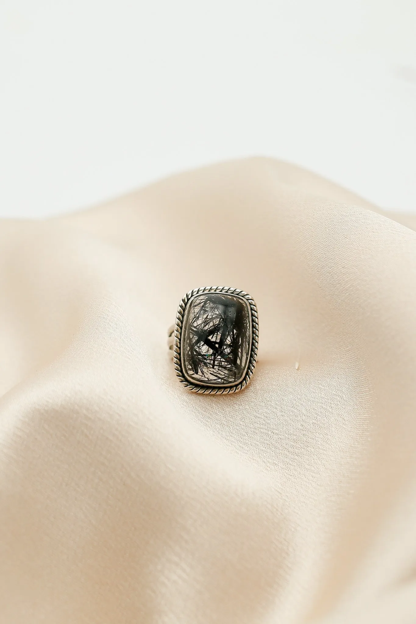 Black Tourmaline in Quartz Ring | 7