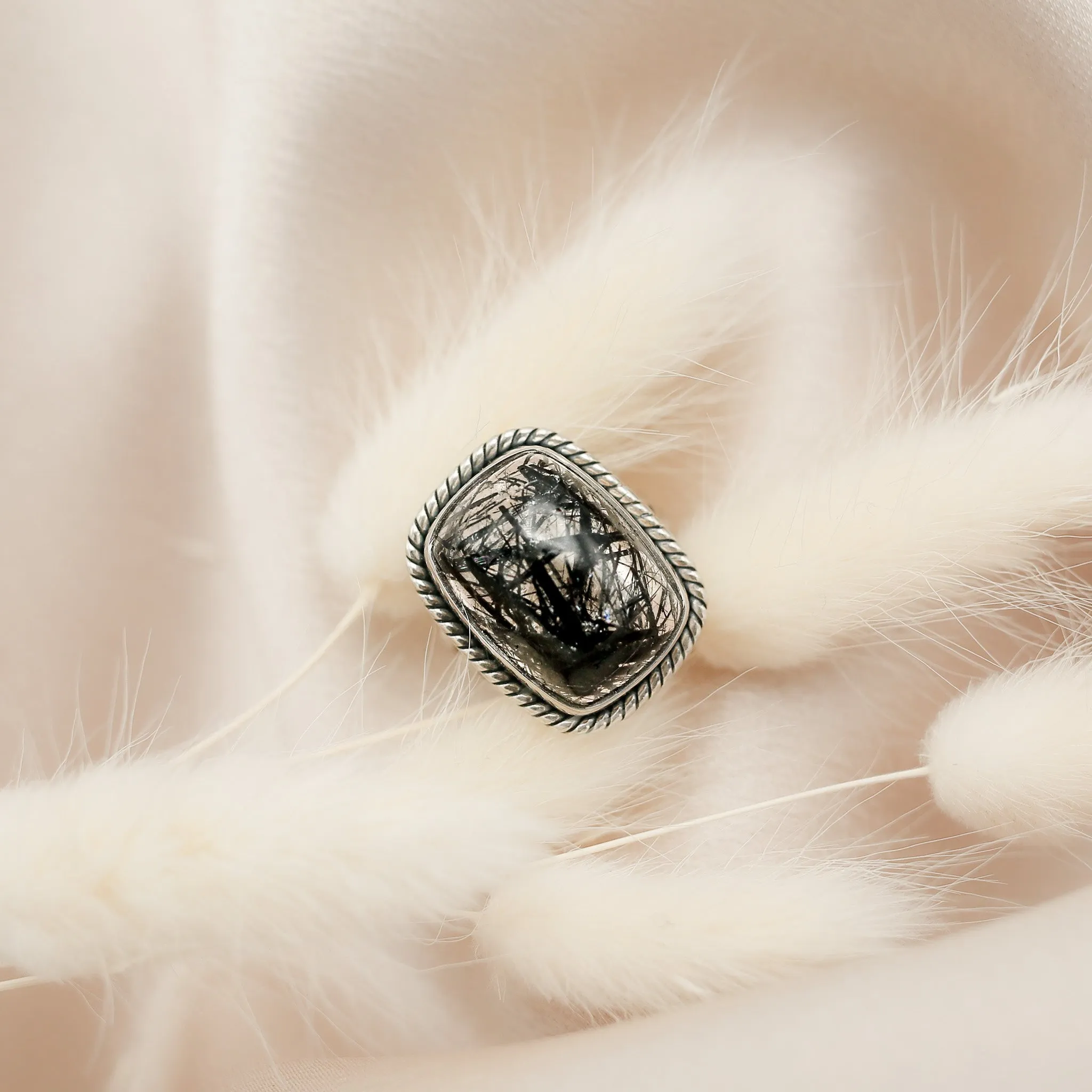 Black Tourmaline in Quartz Ring | 7