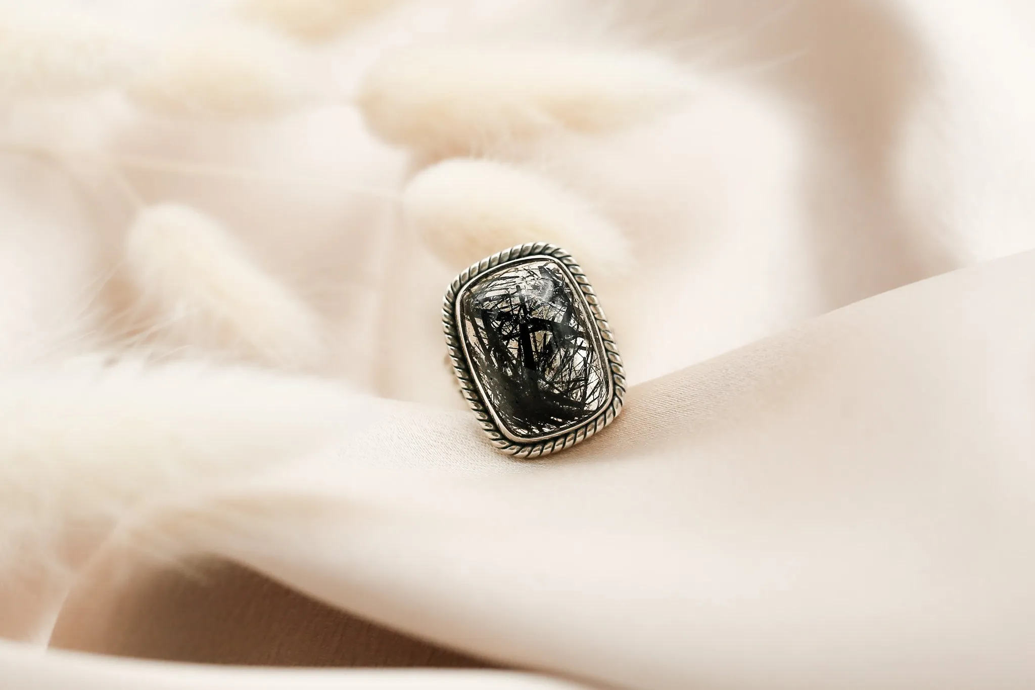 Black Tourmaline in Quartz Ring | 7