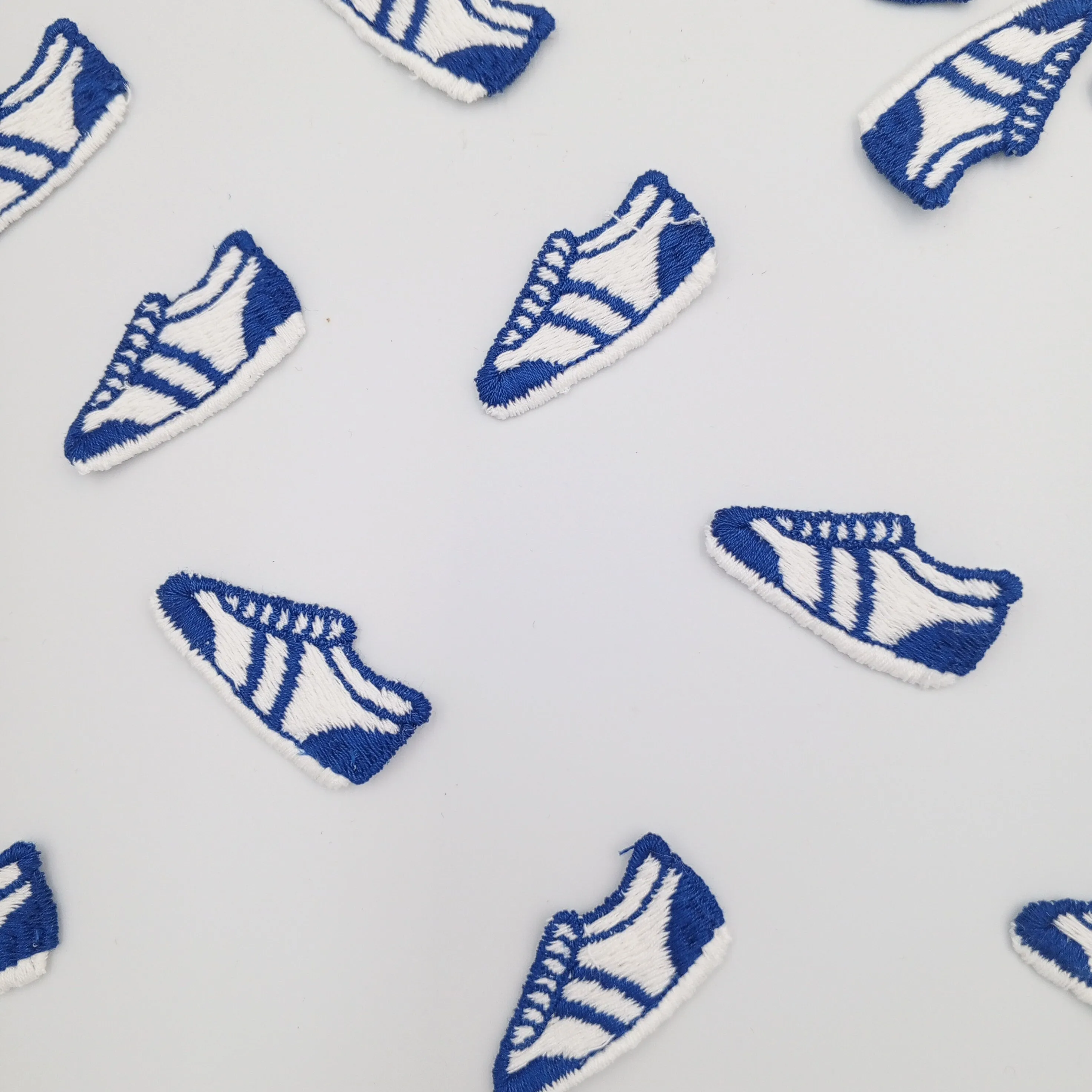 Blue White Running Sneakers Vintage Embroidered Applique Sewing Athletes Shoes Red Sneakers Patches for Running Enthusiasts Retro Vibe #939