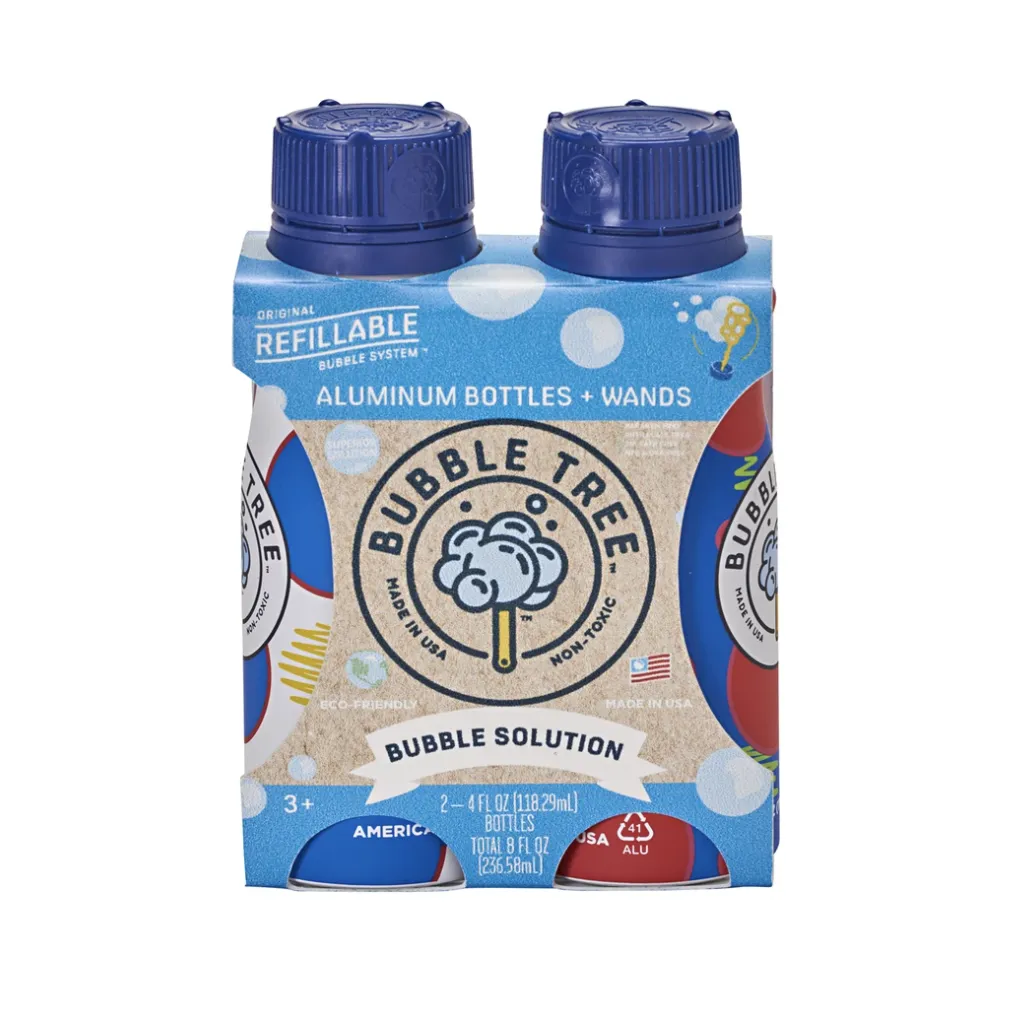 Bubble Tree Original Refillable Aluminum Bottles   Wands - Set of 2