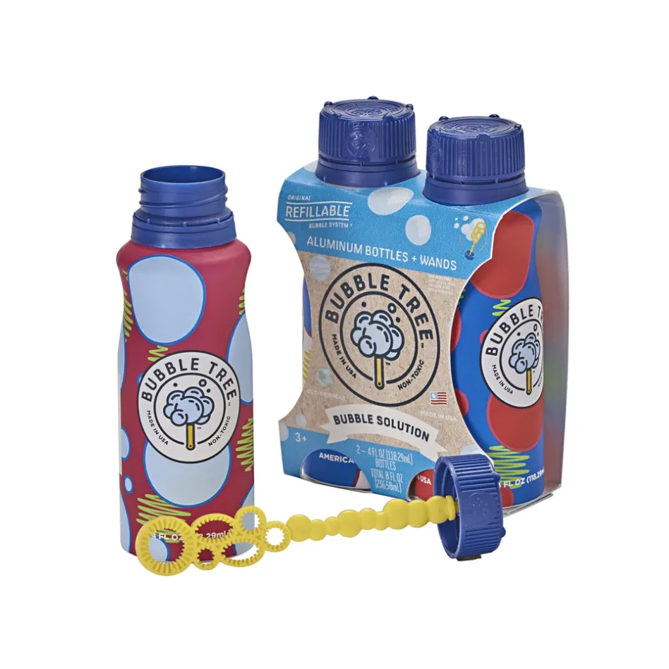 Bubble Tree Original Refillable Aluminum Bottles   Wands - Set of 2