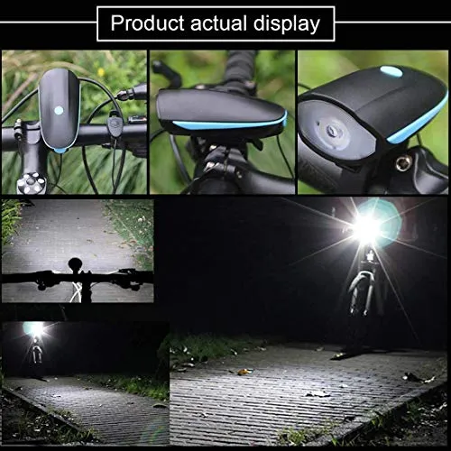 Bulfyss Combo of USB Rechargeable Bike Front Horn and Light 120 DB with Super Bright 250 Lumen Light and Raypal Dual LED Bicycle Rear Tail Light
