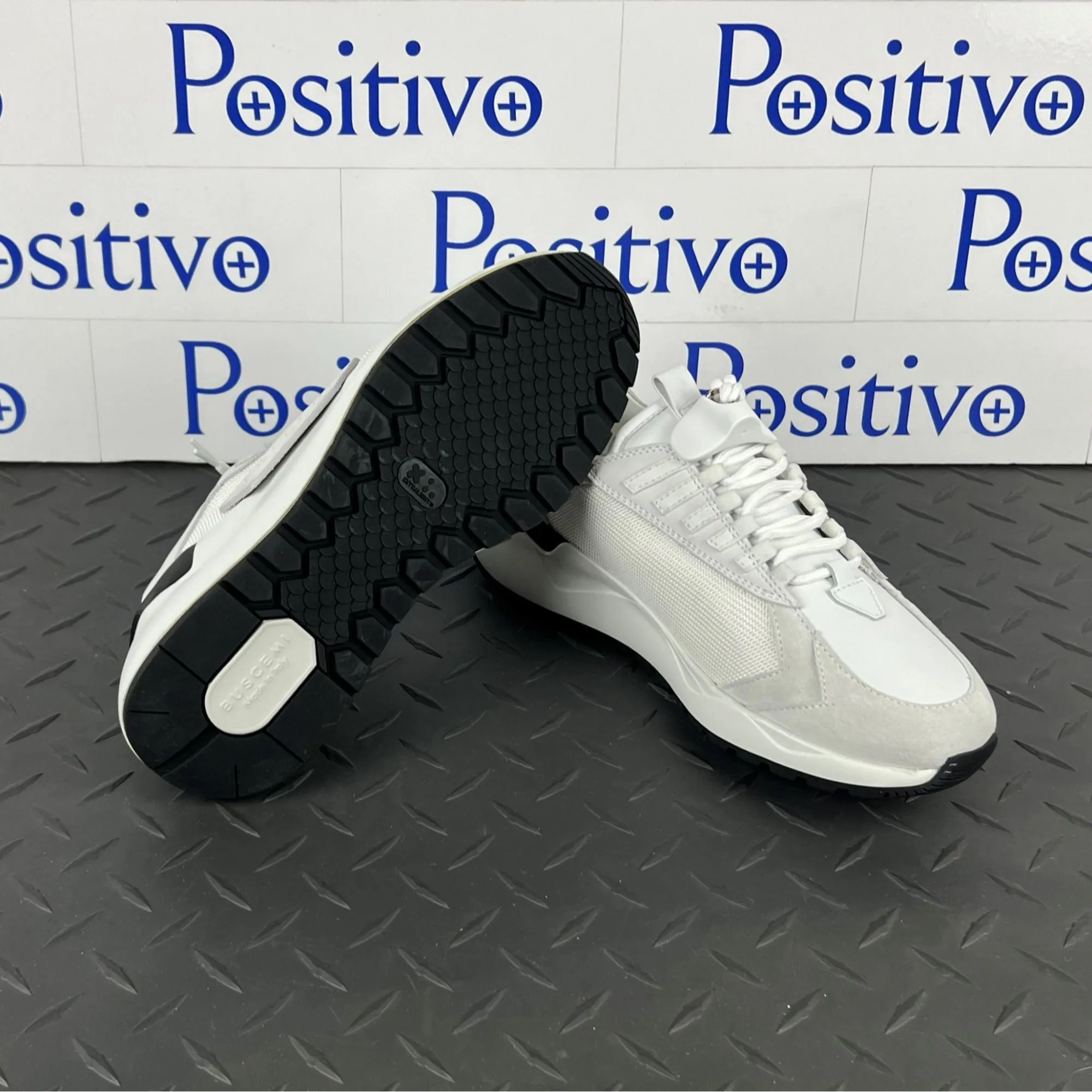 Buscemi Womens Run 2 White Suede Sneakers Sample