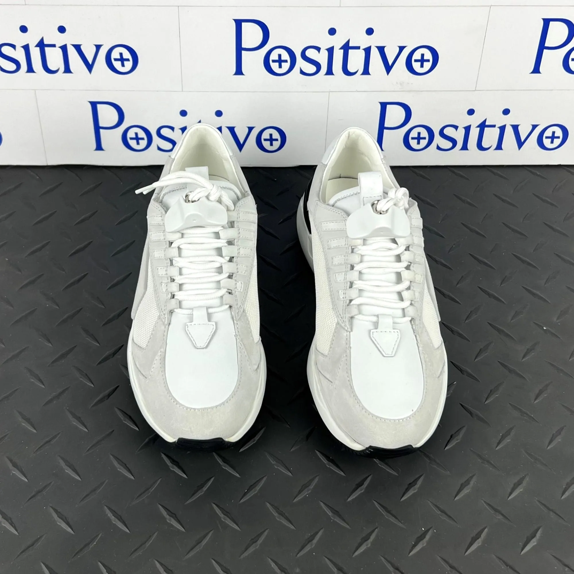 Buscemi Womens Run 2 White Suede Sneakers Sample