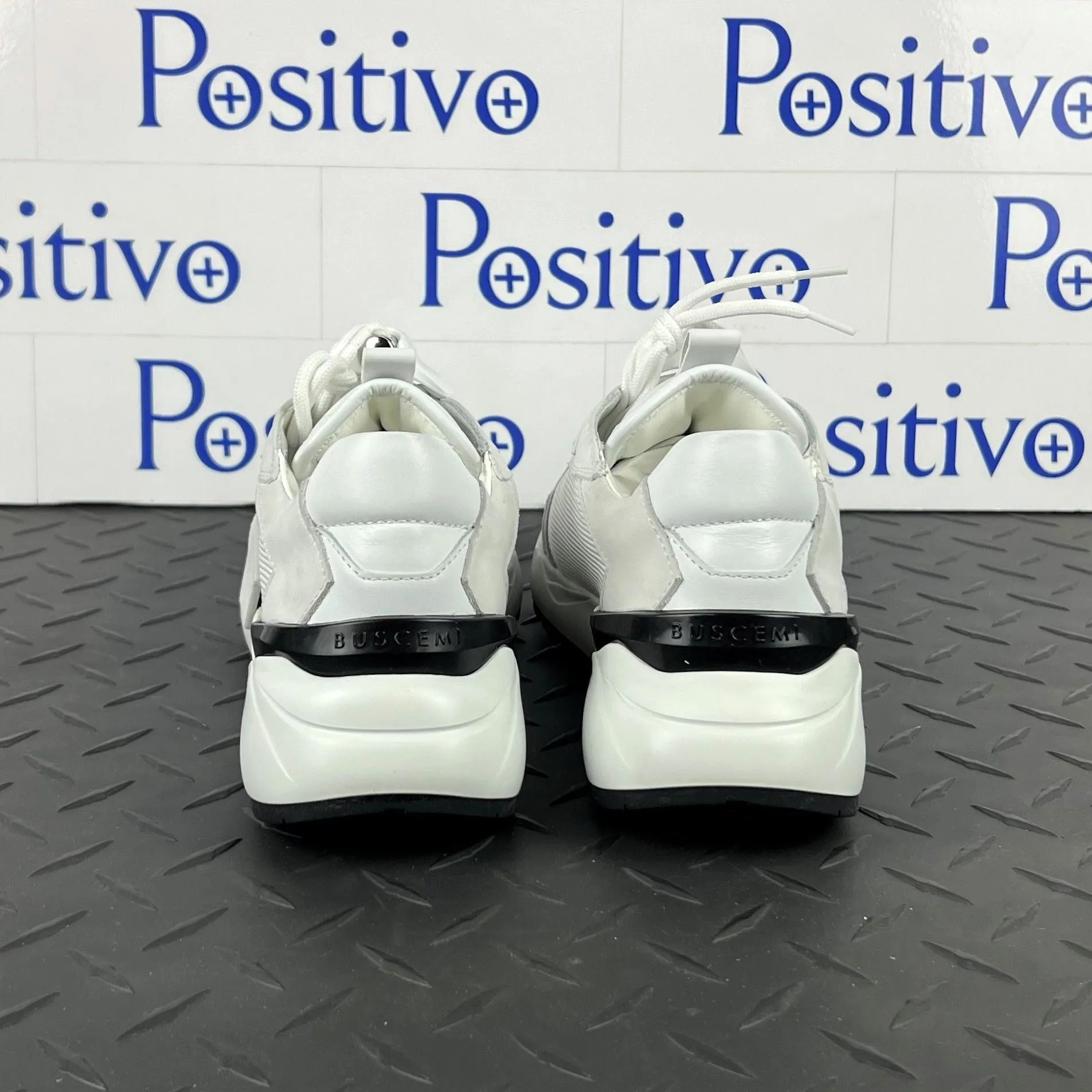 Buscemi Womens Run 2 White Suede Sneakers Sample