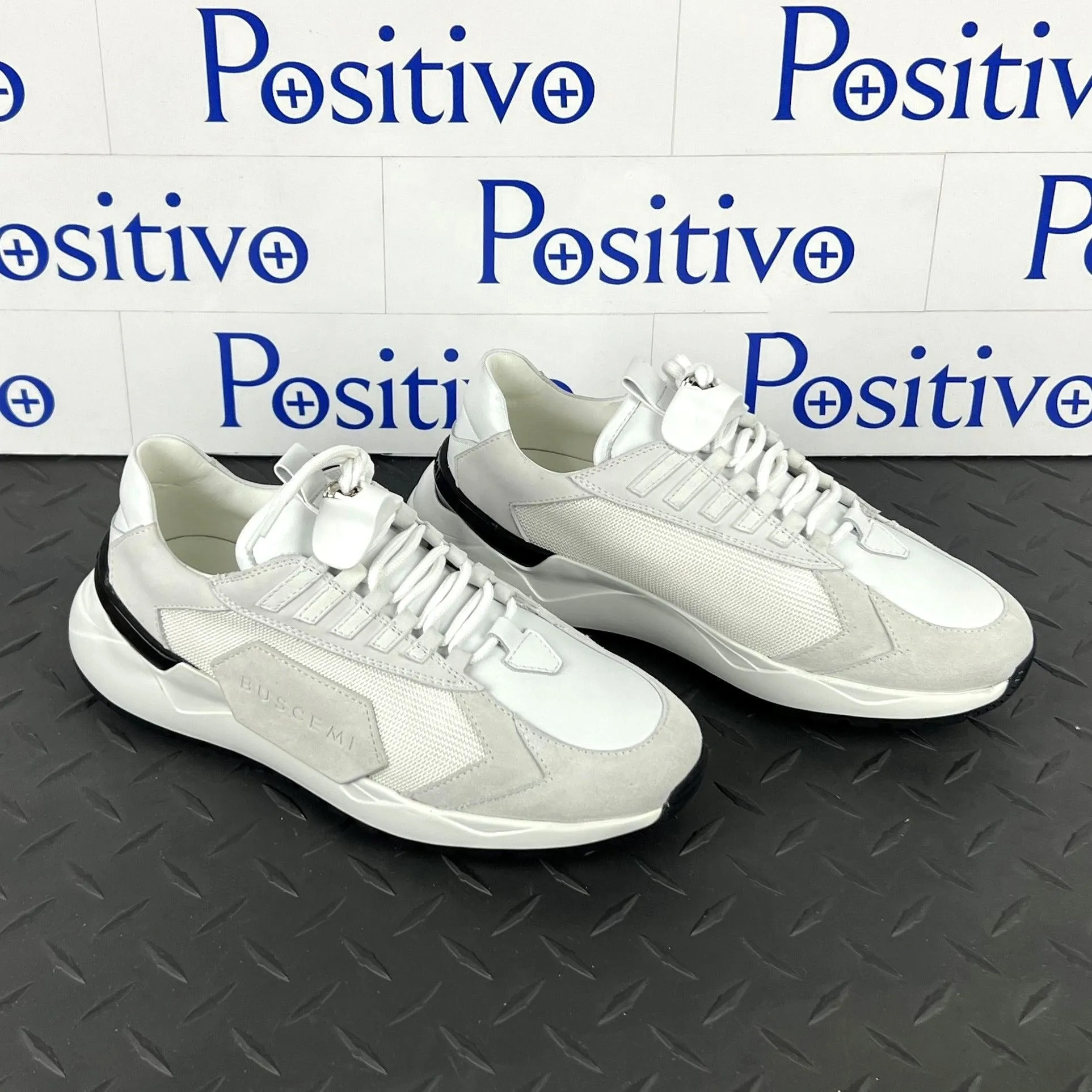 Buscemi Womens Run 2 White Suede Sneakers Sample