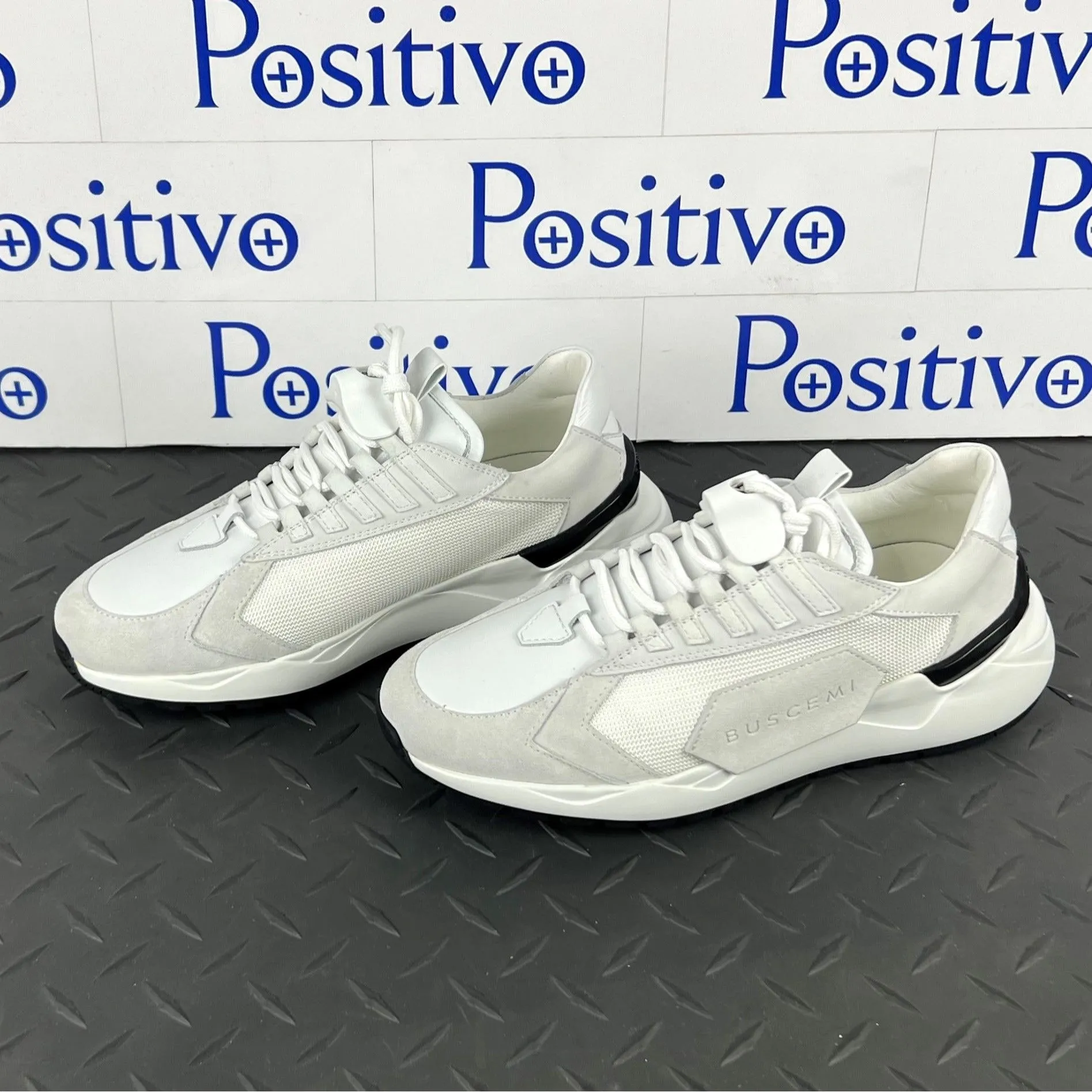 Buscemi Womens Run 2 White Suede Sneakers Sample