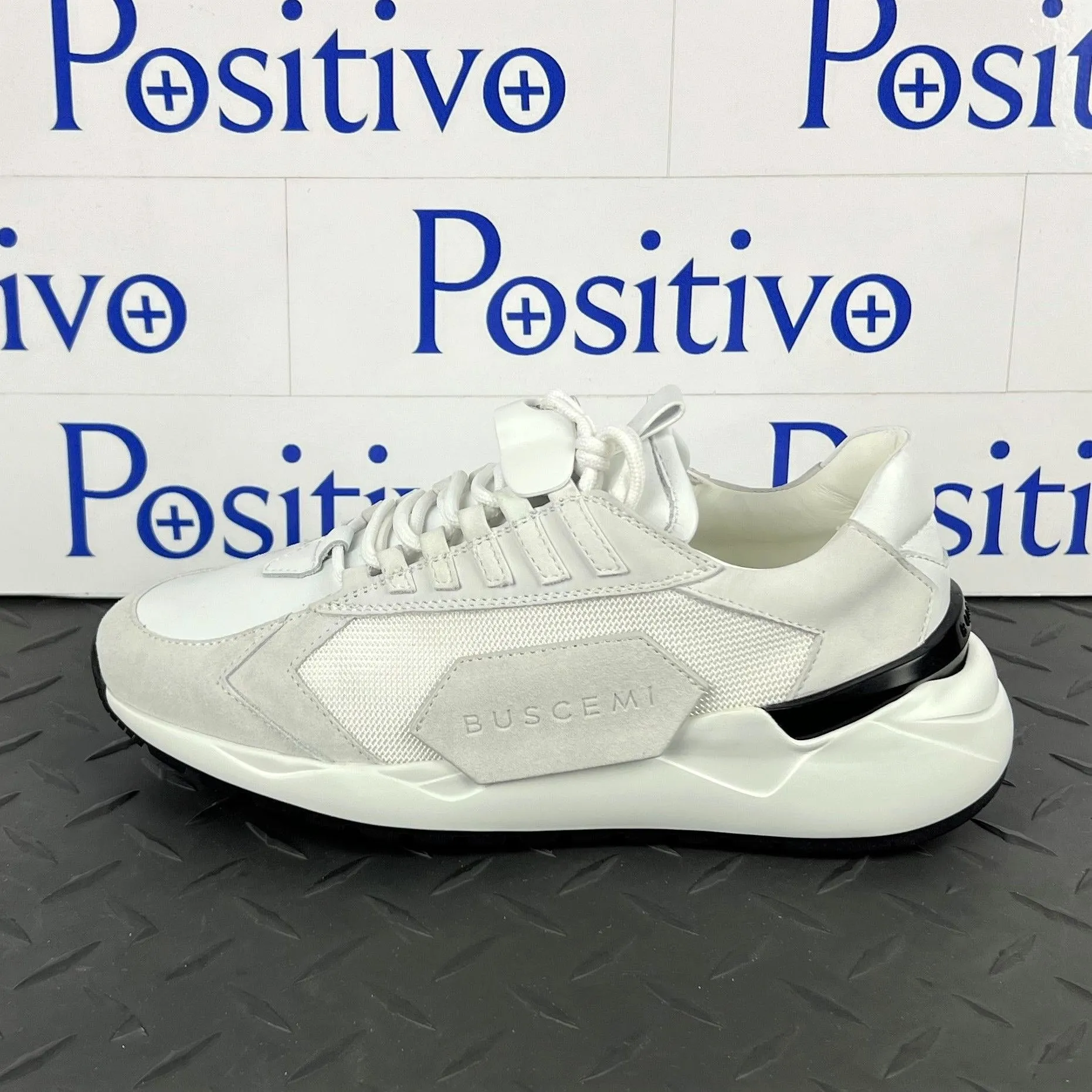 Buscemi Womens Run 2 White Suede Sneakers Sample