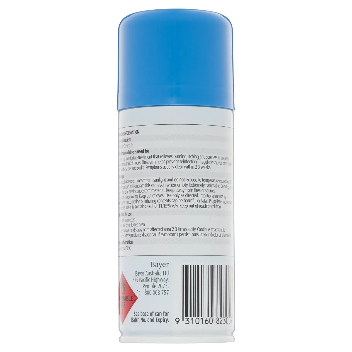Canesten Tinaderm Powder Spray Tinea and Ringworm Treatment 100g