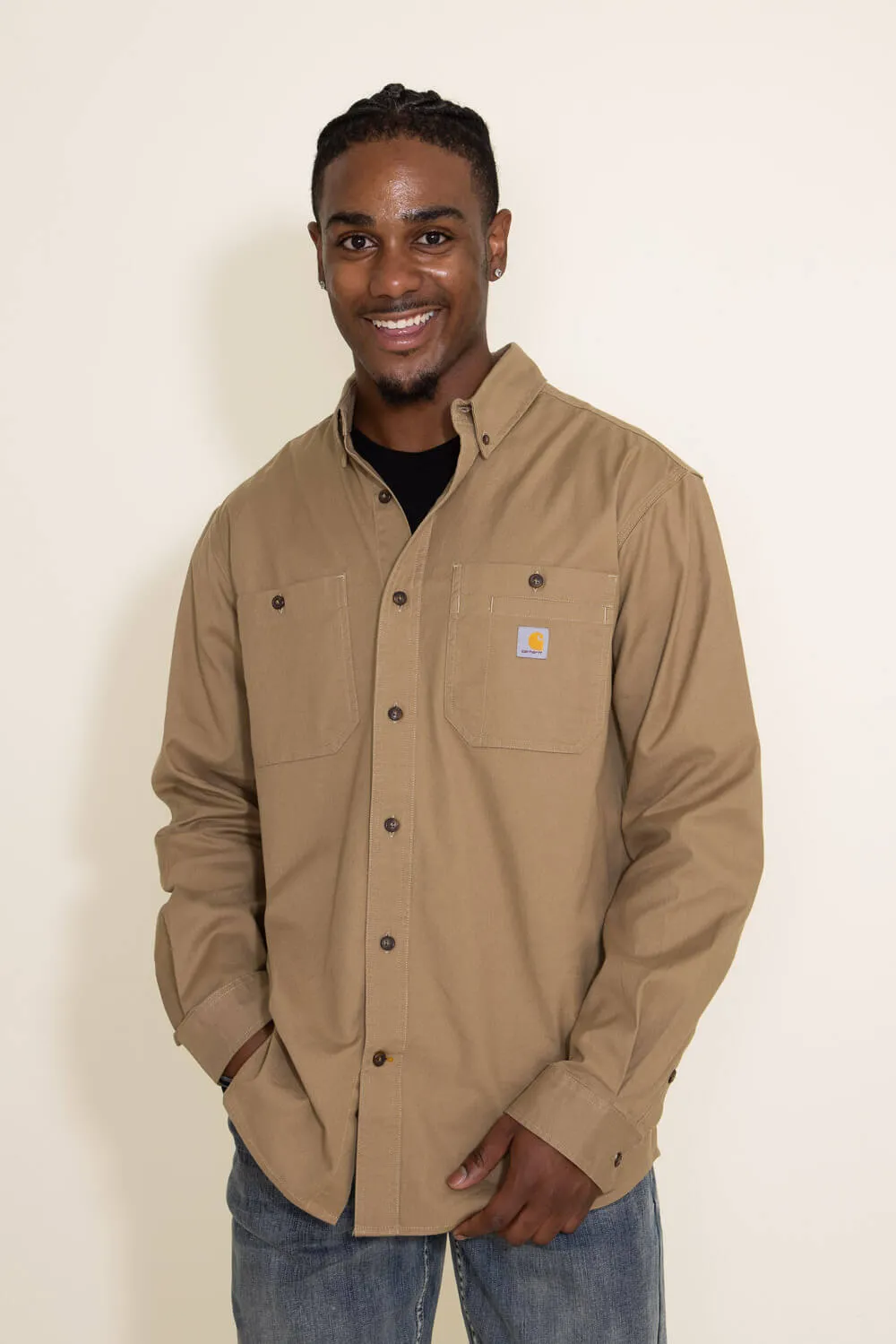 Carhartt Midweight Canvas Long Sleeve Shirt for Men in Brown | 103554-253