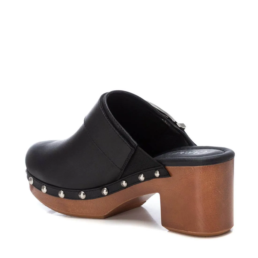 Carmela Black Leather Slip On Clogs