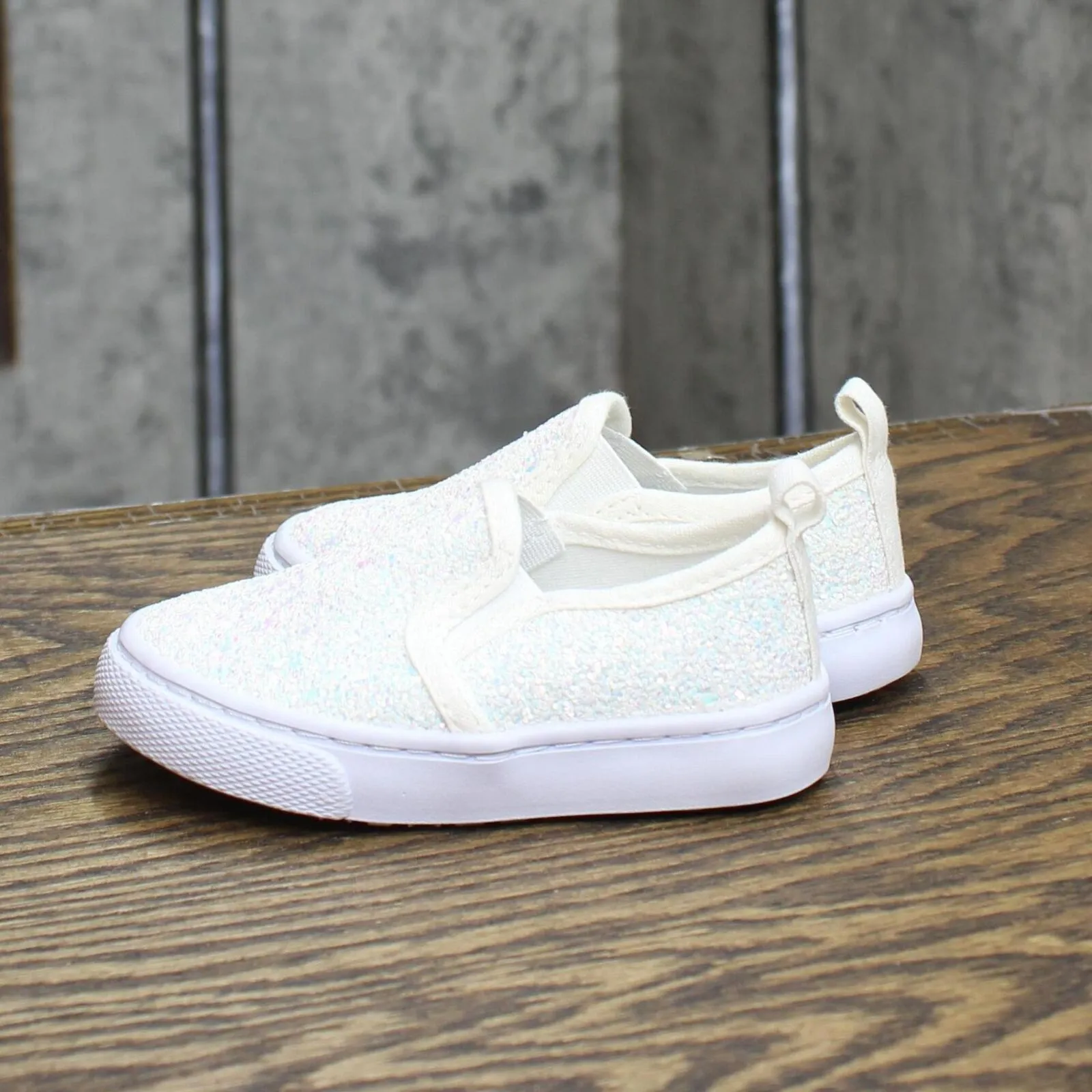 Cat & Jack Toddler Girls Slip On Shoes 166cd67c34d6a6 White Blue Shiny 5T