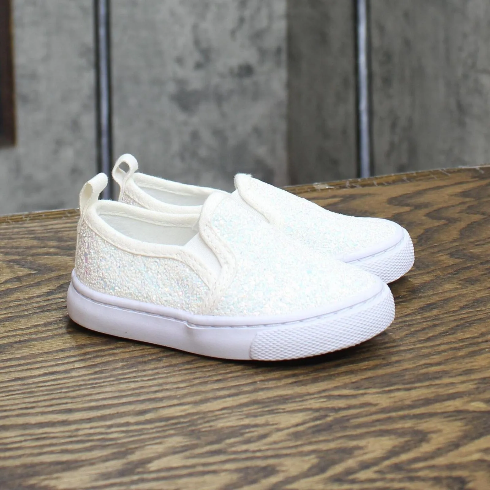 Cat & Jack Toddler Girls Slip On Shoes 166cd67c34d6a6 White Blue Shiny 5T