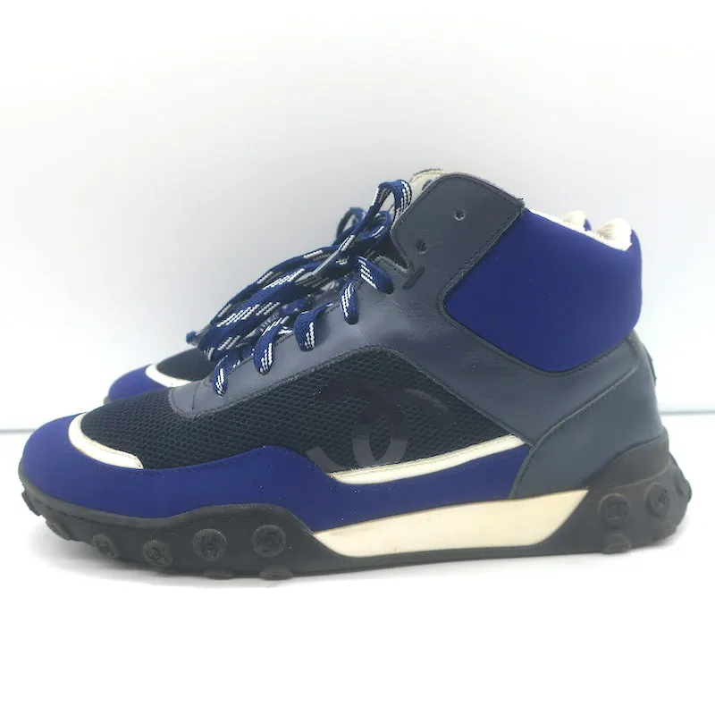 Chanel 19C High Top Sneakers Navy Neoprene & Mesh Size 35.5