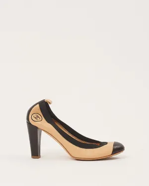 Chanel Beige/Black Slip On Pumps - 37