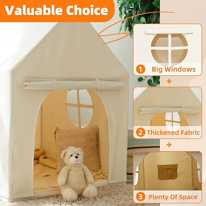 Children’s Large Montessori Wendy House | Play House | 1.3m High | Cream | 3-8 Years