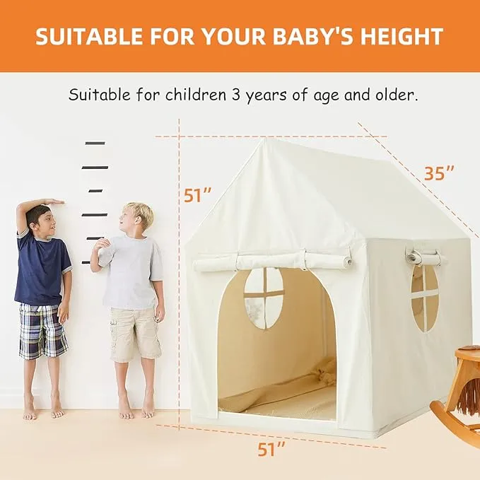 Children’s Large Montessori Wendy House | Play House | 1.3m High | Cream | 3-8 Years