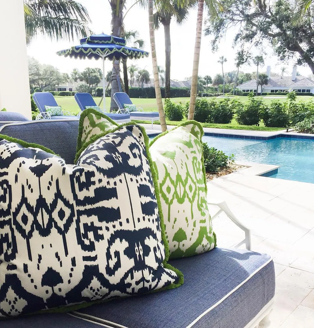 China Seas Fabric: Island Ikat - Custom Pale Aqua on White Suncloth