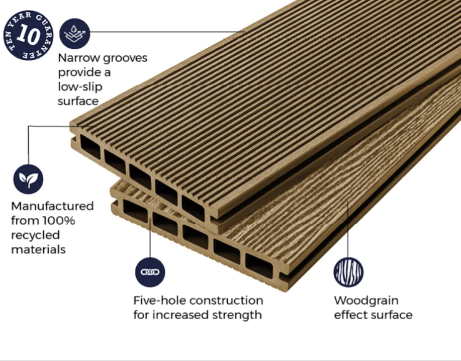 Cladco Grooved Reversible Composite Decking Board - Teak (4m)