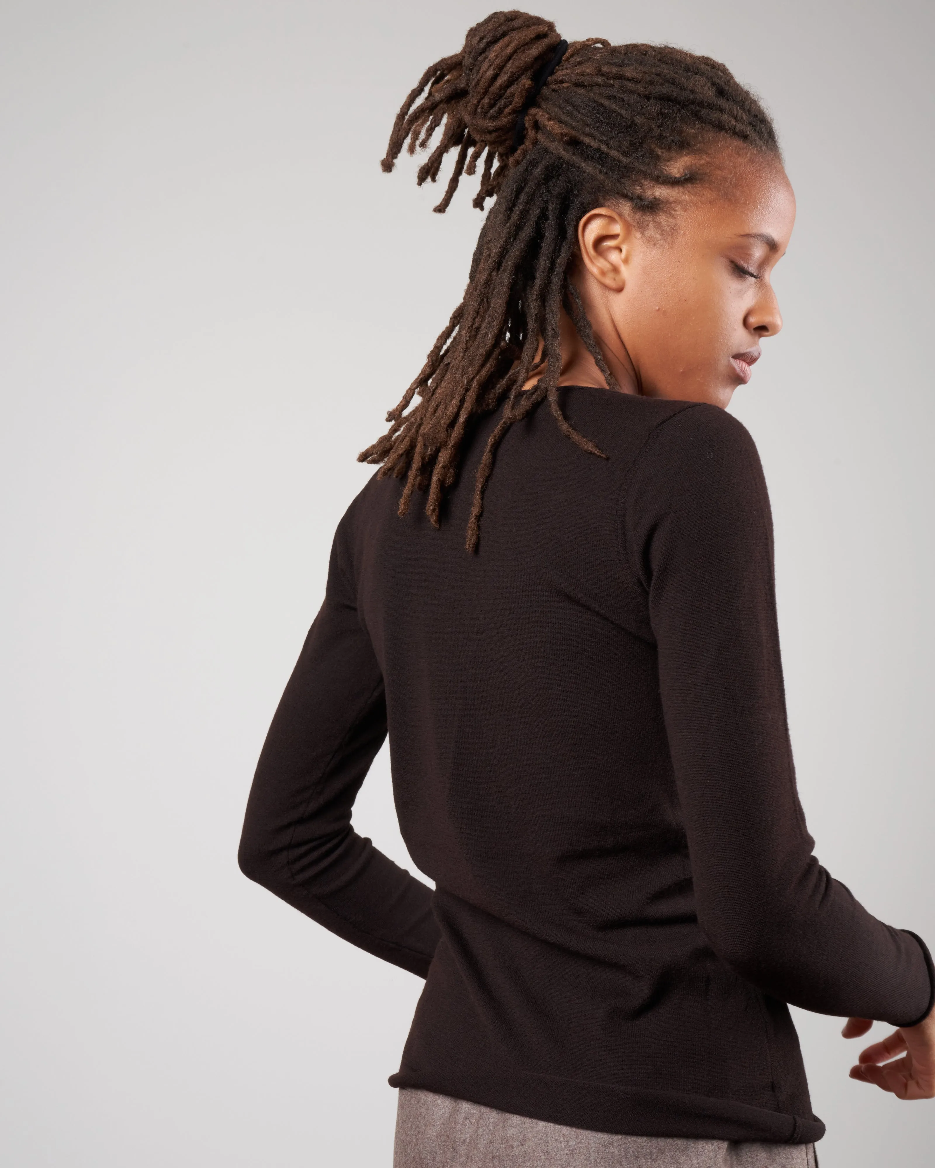 crewneck superfine merino long sleeve tee - black