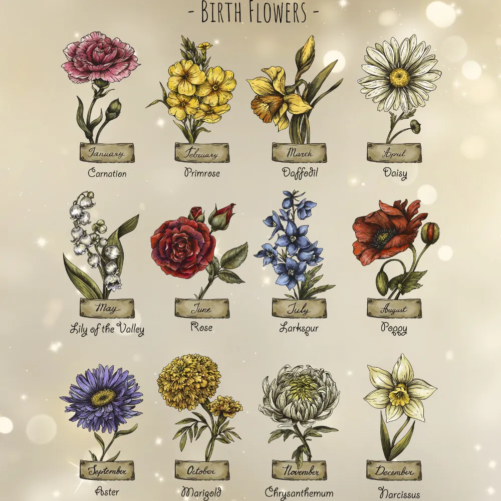 Custom Birth Month Garden Flag / Banner