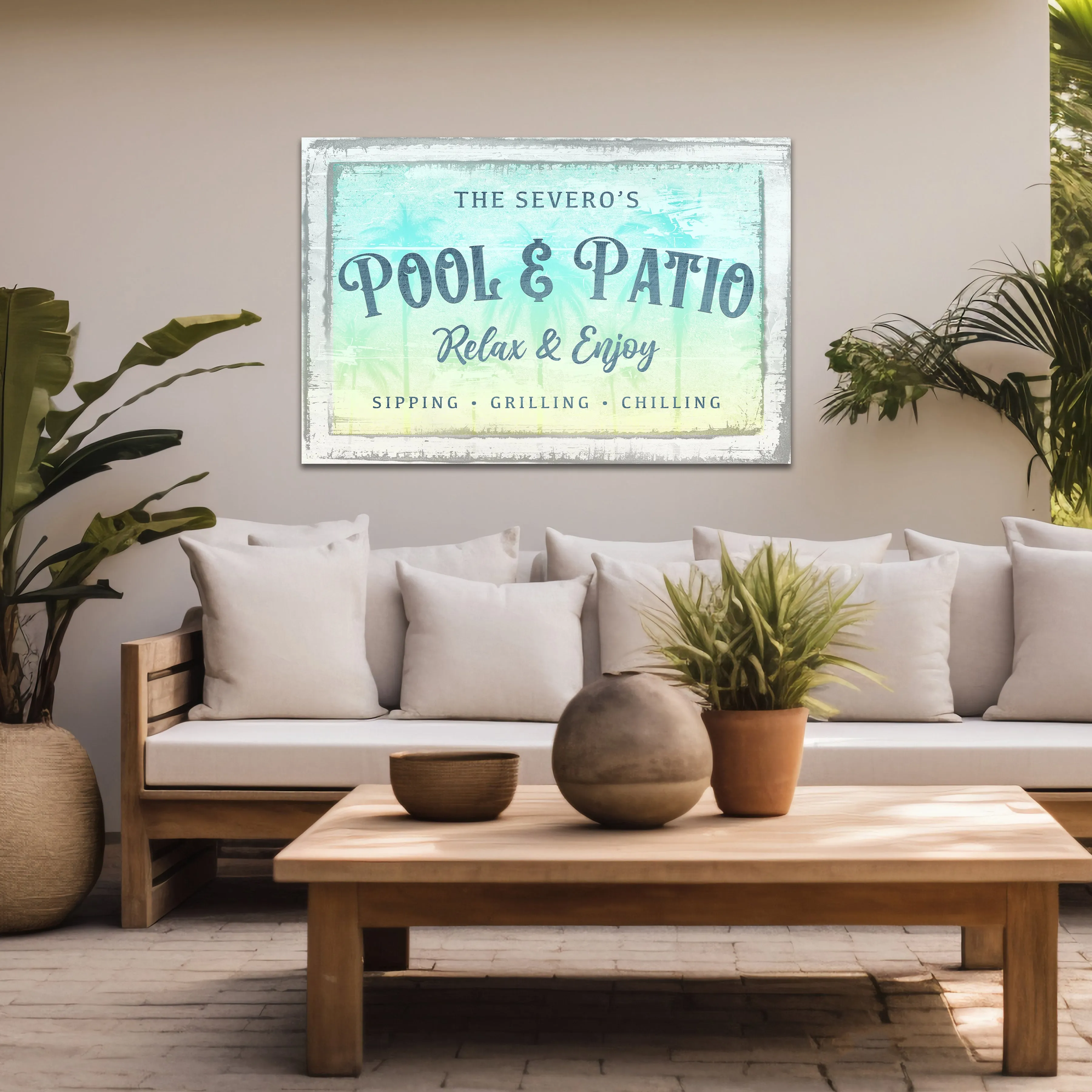 Custom Pool & Patio Sign - Personalized Outdoor Wall Art, Canvas or Metal Pool Sign, Backyard Decor