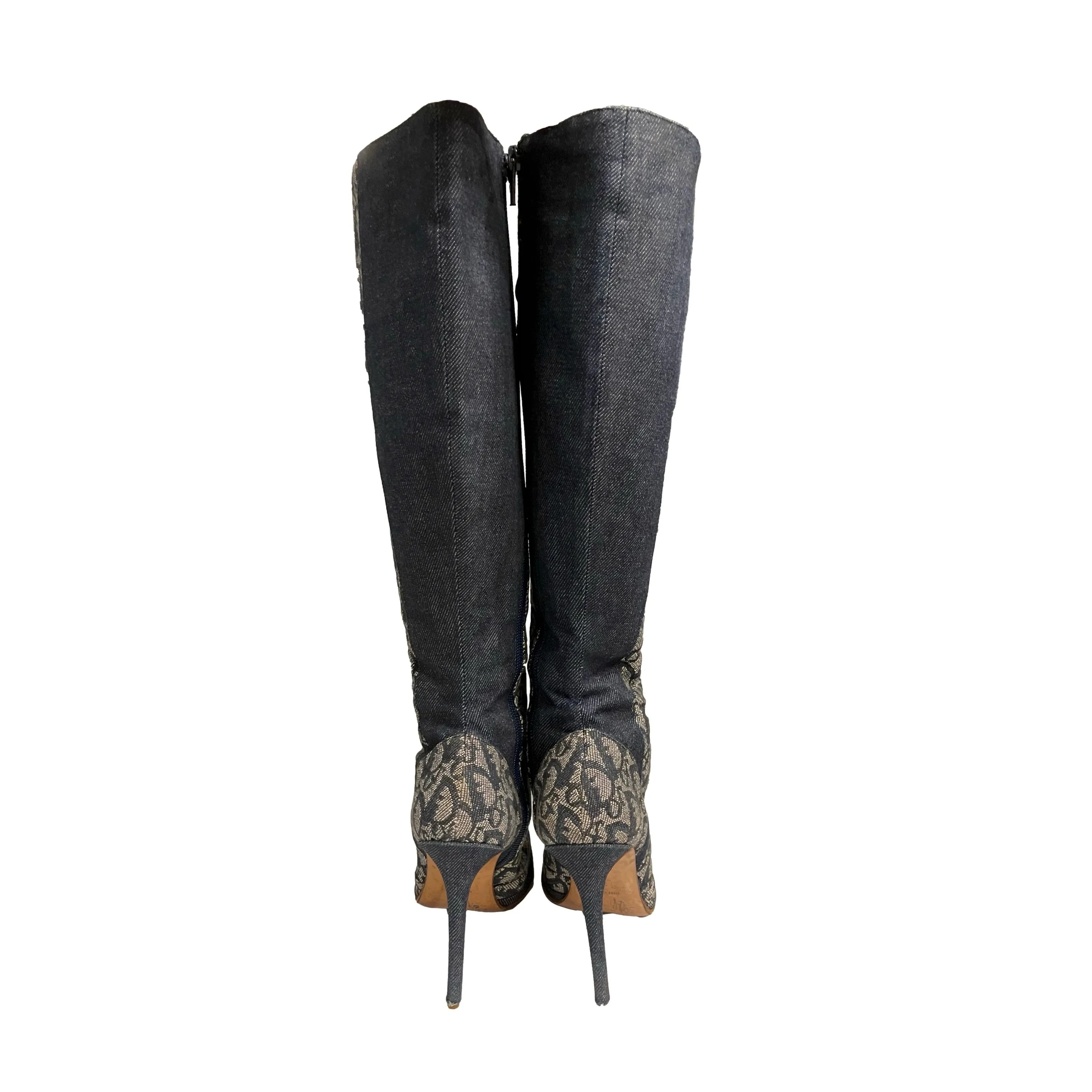 Dior Navy Monogram Laced Up Boots