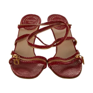 Dior Red Snakeskin Zipper Heels