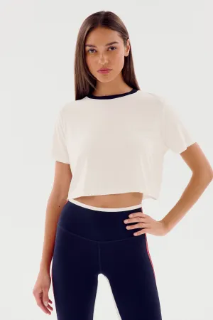 Djuna Crop Ringer - White/Indigo