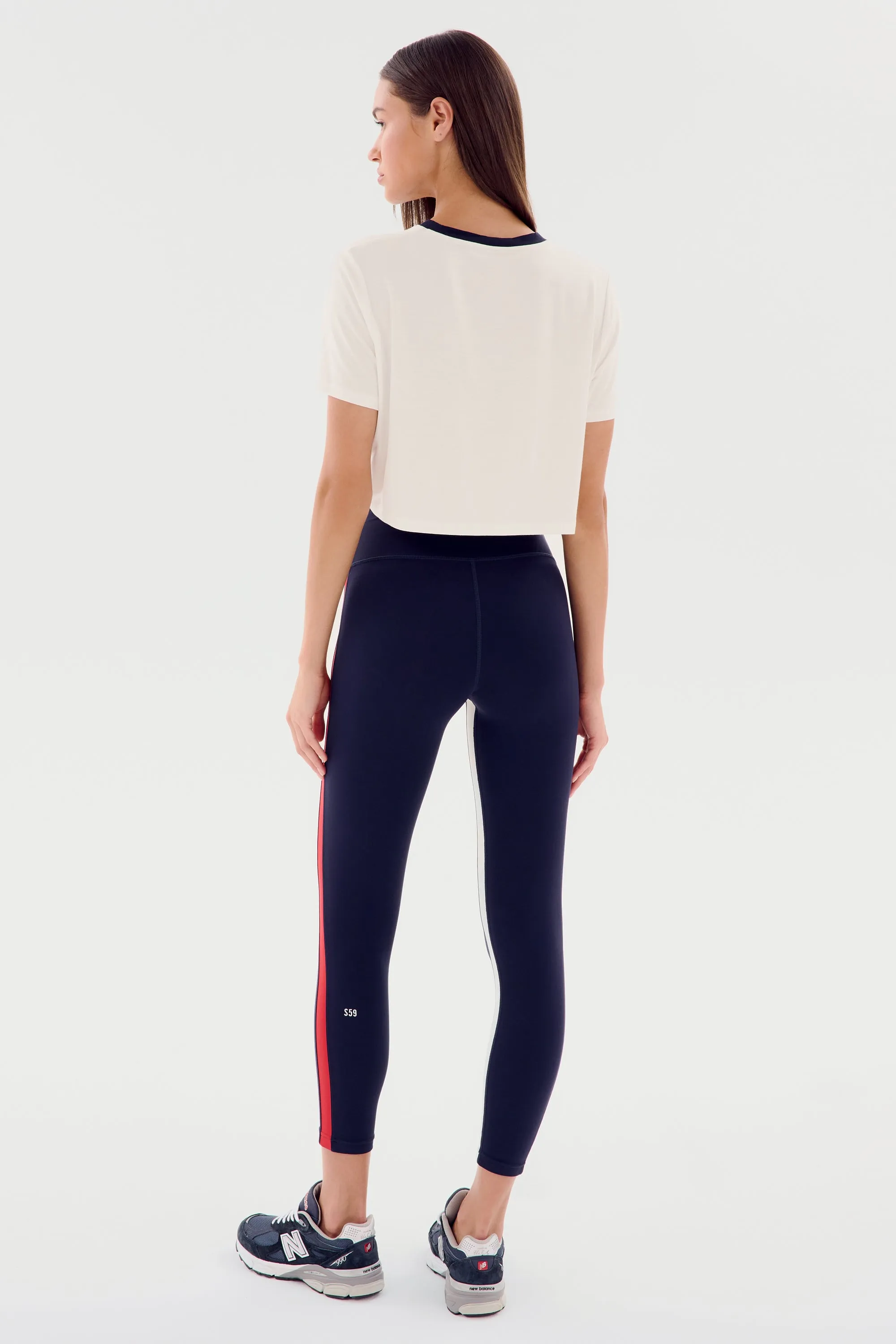 Djuna Crop Ringer - White/Indigo