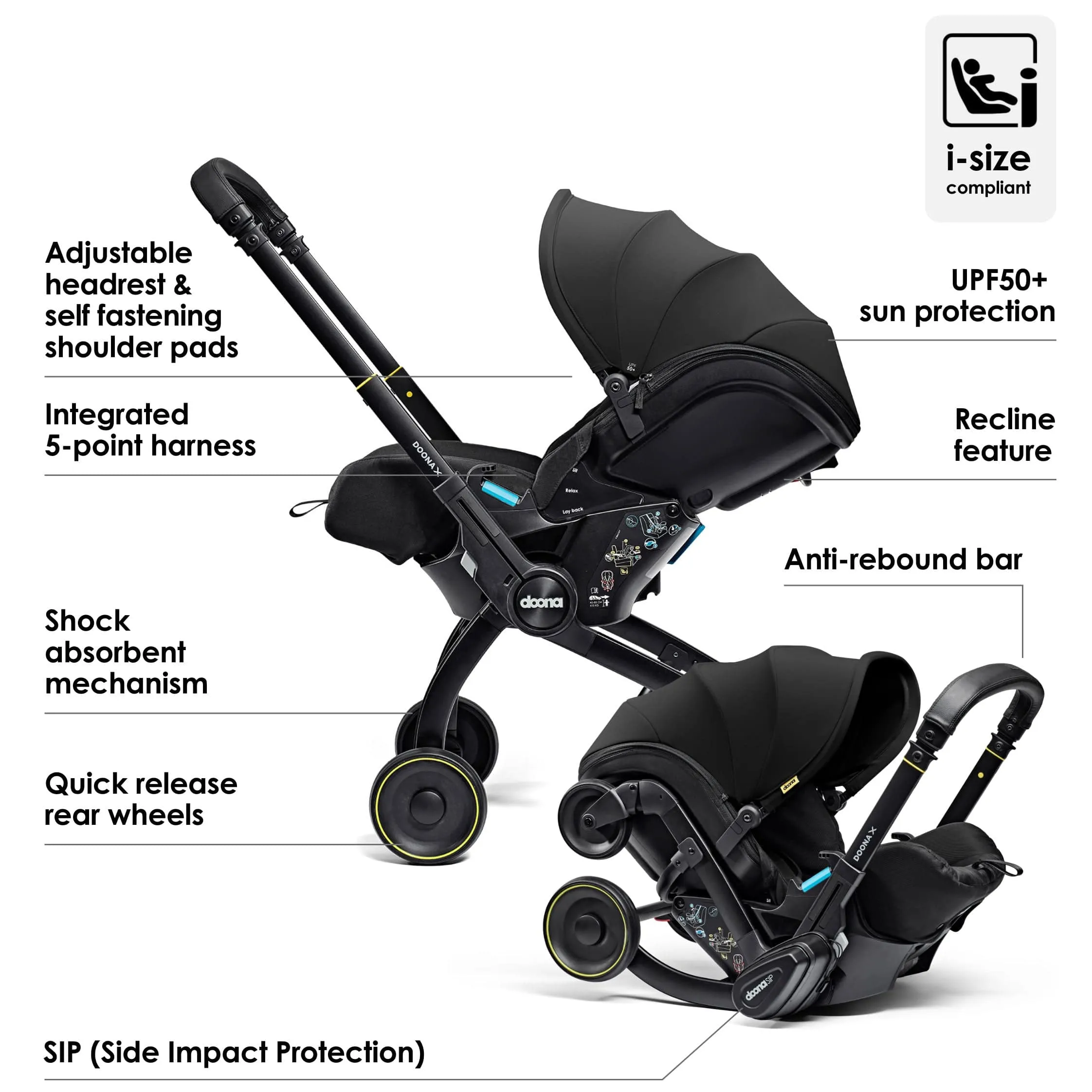 Doona X Infant Car Seat Stroller (Nitro Black)