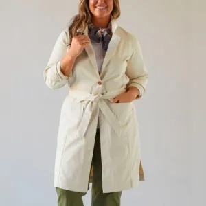 Duluth Trading Co Cream Makers Studio Canvas Tie Duster Long Jacket Size XL