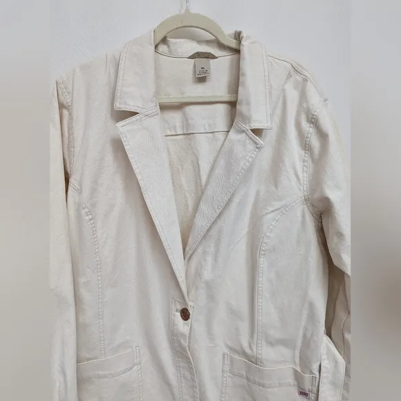 Duluth Trading Co Cream Makers Studio Canvas Tie Duster Long Jacket Size XL