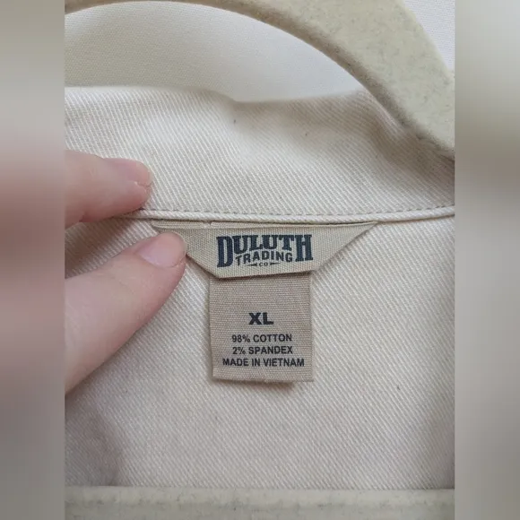 Duluth Trading Co Cream Makers Studio Canvas Tie Duster Long Jacket Size XL